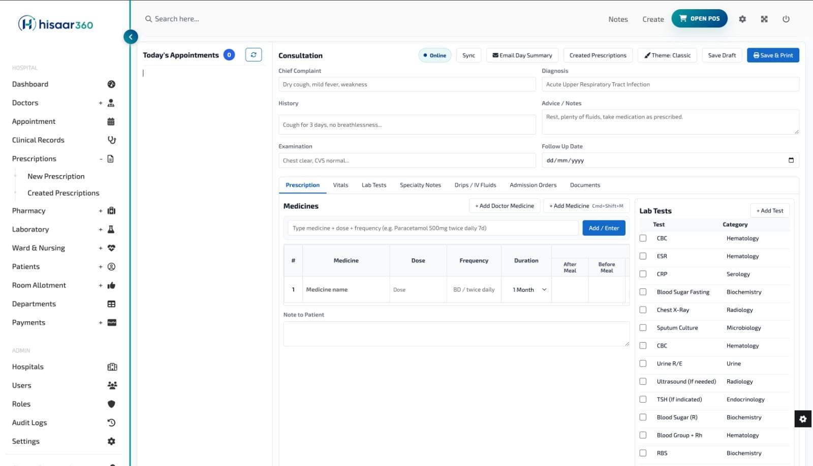 Hospital management appointment workflow