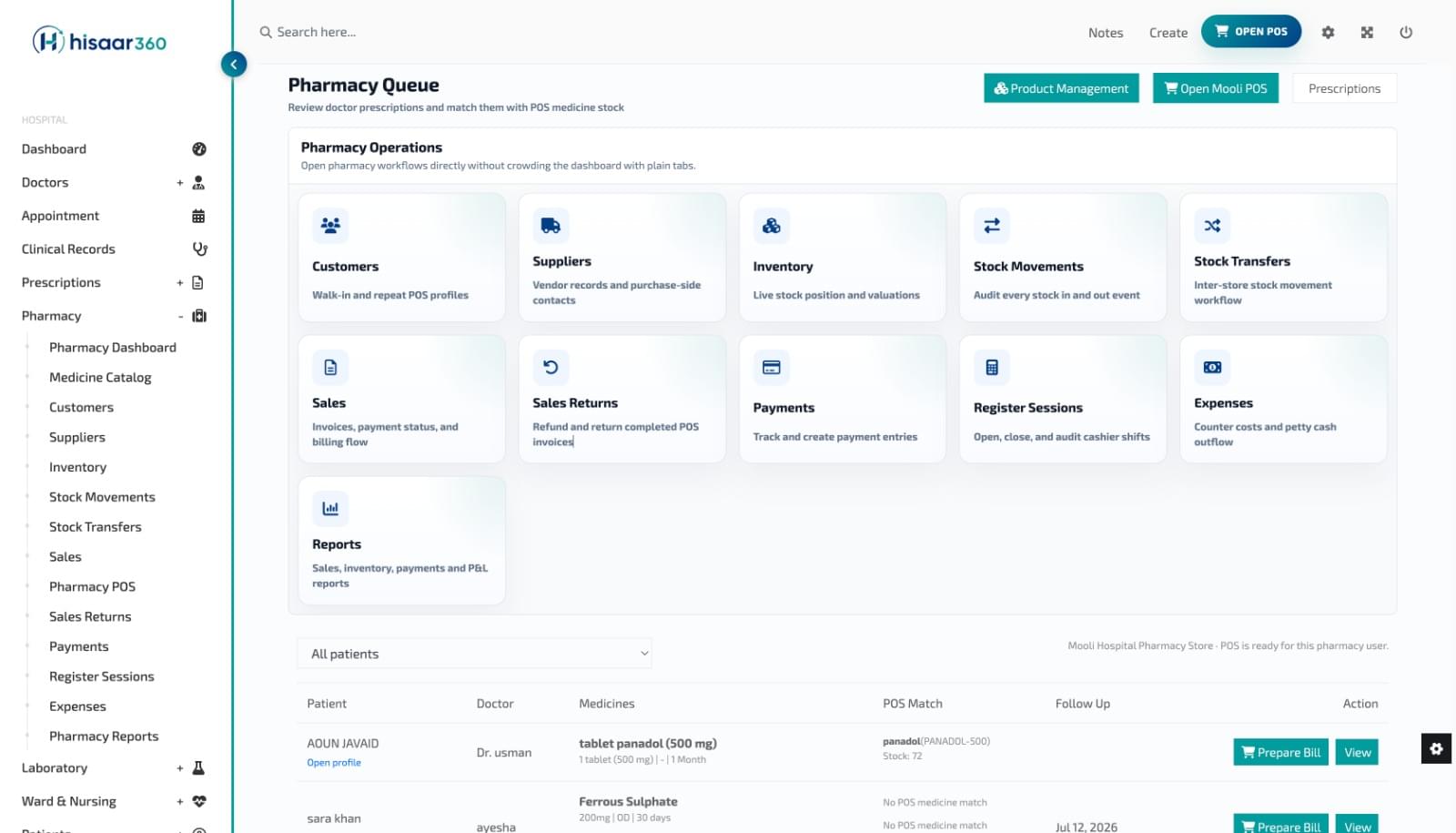 Hospital management clinical records